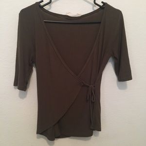 Olive Green Wrap Shirt